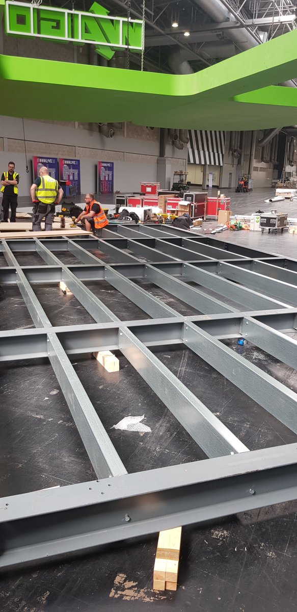 Building a 5 tonne steel mezzanine floor for a exhibition stand at the NEC #Birmingham #Events #EventsIndustry