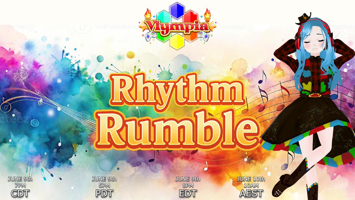 🎤✨ IT’S RHYTHM RUMBLE DAY ✨🎤
Vlympia’s musical showcase kicks off in just ten minutes! 
A mix of originals and covers, our competitors are bringing it all to the stage.
Tune in and support our talented crew!🎶
#Vlympia