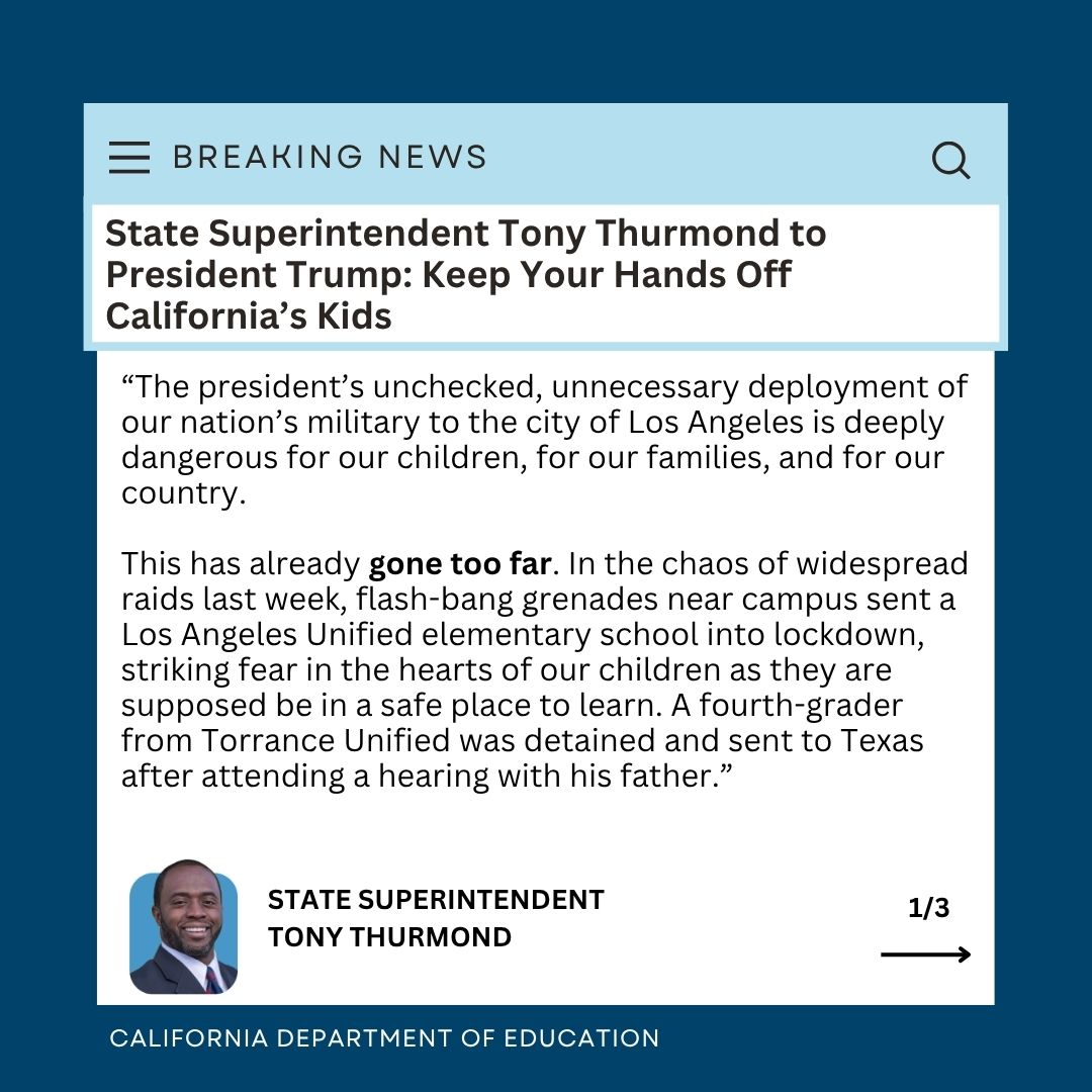 CA Department of Education tweet media