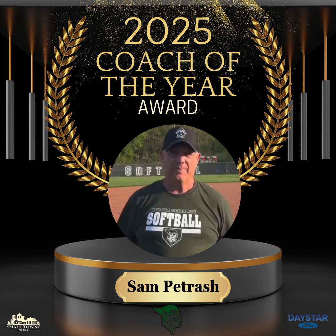 As announced on the Awards Show...Congrats to our 2025 Softball Coach of the Year Award winner Sam Petrash of the Aurora Greenmen!
