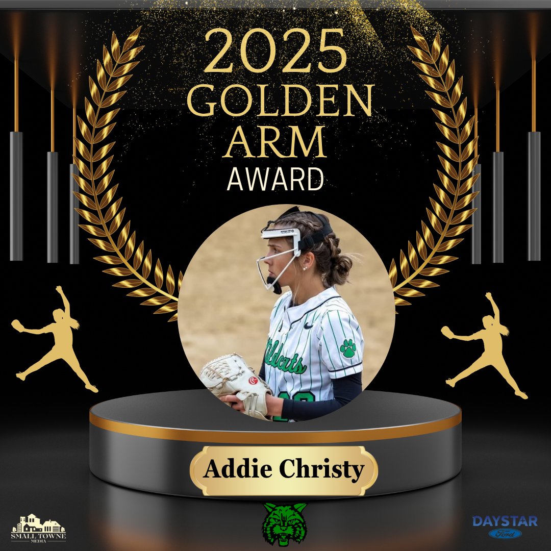 As announced on the Awards Show...Congrats to our 2025 Softball Golden Arm Award winner Addie Christy of the Mogadore Wildcats!
