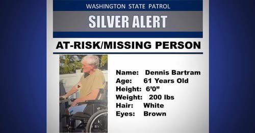A Silver Alert has been activated for 61-year-old Dennis Bartram, who was last seen around 9:30 a.m. Sunday, June 8, 2025 in the area of South 244th Street in Des Moines. Bartram, who uses a wheelchair and has both legs amputated, may be unable to return without assistance.