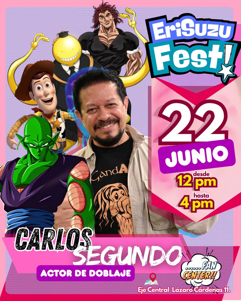 EriSuzuFest's tweet photo. 🩷 Estrellitas! 🩷 Tenemos el honor de presentar al maestro CARLOS SEGUNDO, estará con nosotros apoyándonos en nuestro evento! 🥰
Reconocido por ser la voz de: Picoro en Dragon Ball; Alf, el extraterrestre; Darth Maul en la amenaza fantasma y muchos más. https://t.co/KY151UtmLo