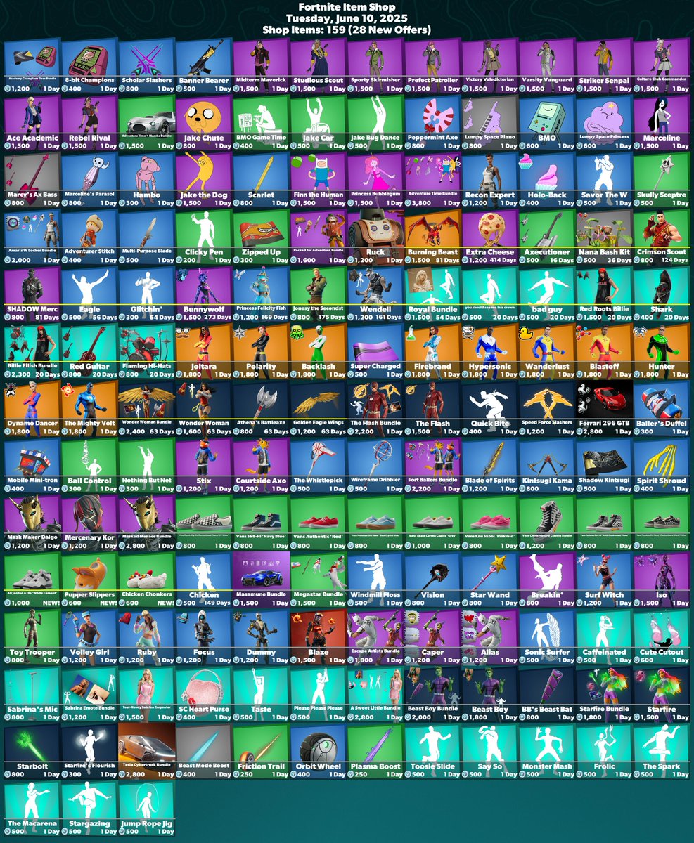 FireMonkey's tweet photo. 🛒 #Fortnite Item Shop
⏰ Tuesday, June 10, 2025

🏷️ Check The Web Store! (SAC Code Auto-Applied)
https://t.co/6wEBWuuvvg #EpicPartner

💙 Consider Using These SACs:
· FireMonkey #AD
· W1q https://t.co/S6OxLe77tb