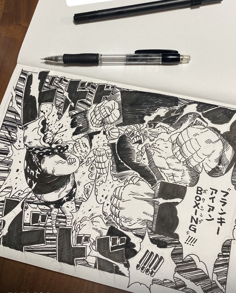 0413mini's tweet photo. 息子のお願い🤲で始めたワンピース模写。
楽し過ぎて休日の趣味になり始めている https://t.co/98eWMKufQe