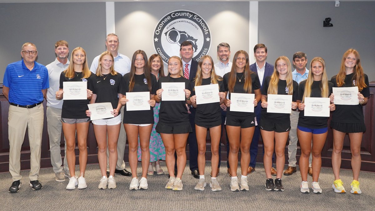 The Board on Monday recognized the Class 3A girls soccer state champions from Oconee County High: Camila Clifton, Ella Hudgens, Caroline Ellspermann, Frankie James, Catherine Ricketson, Jordyn Groft, Jasmine Lockamy, Berkeley Veal, Drew Martin, Darby Boran, 

1/2