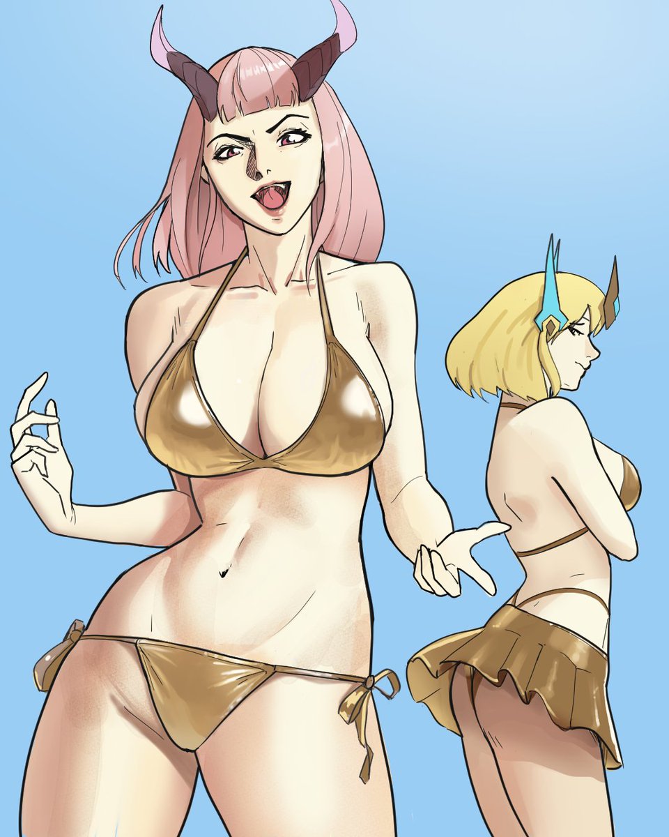 Golden bikini Alice and Edith
