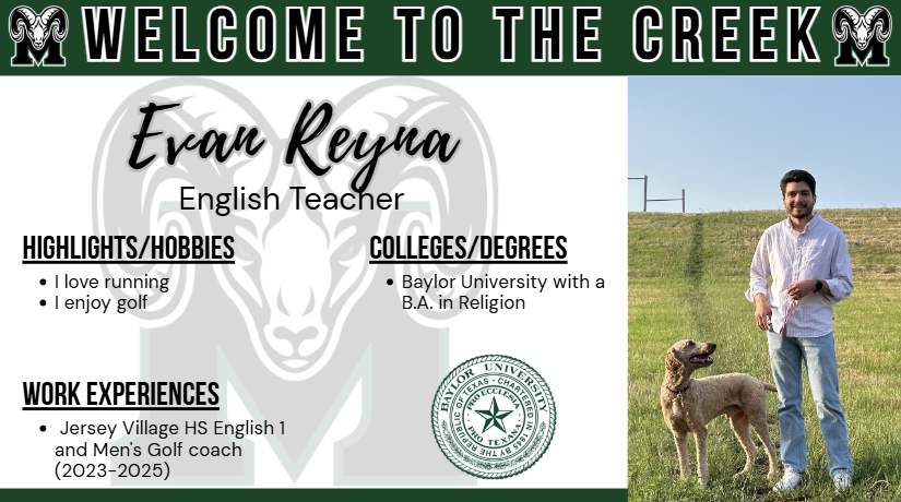 MCHSAntonelli's tweet photo. I am thrilled to announce that Evan Reyna will be joining the Mayde Creek HS English Department this upcoming school year! We welcome his energy and enthusiasm on our team! #RPND @MCHS_Rams @LHerring_MCHS @ChadAOnhaizer #KatyISDELA https://t.co/NIVr4PTG1m