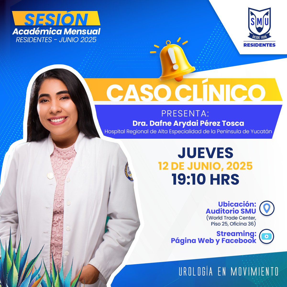 Residentes_SMU's tweet image. 🩺 ¡Estimados Residentes, aparten la fecha! 📌🙌 Los esperamos en nuestra Sesión Académica de junio, un espacio lleno de conocimiento y participación con el Caso Clínico, presentado por:
👩⚕️ Dra. Dafne Arydai Pérez Tosca
🏥 Hospital Regional de Alta Especialidad de la Península…