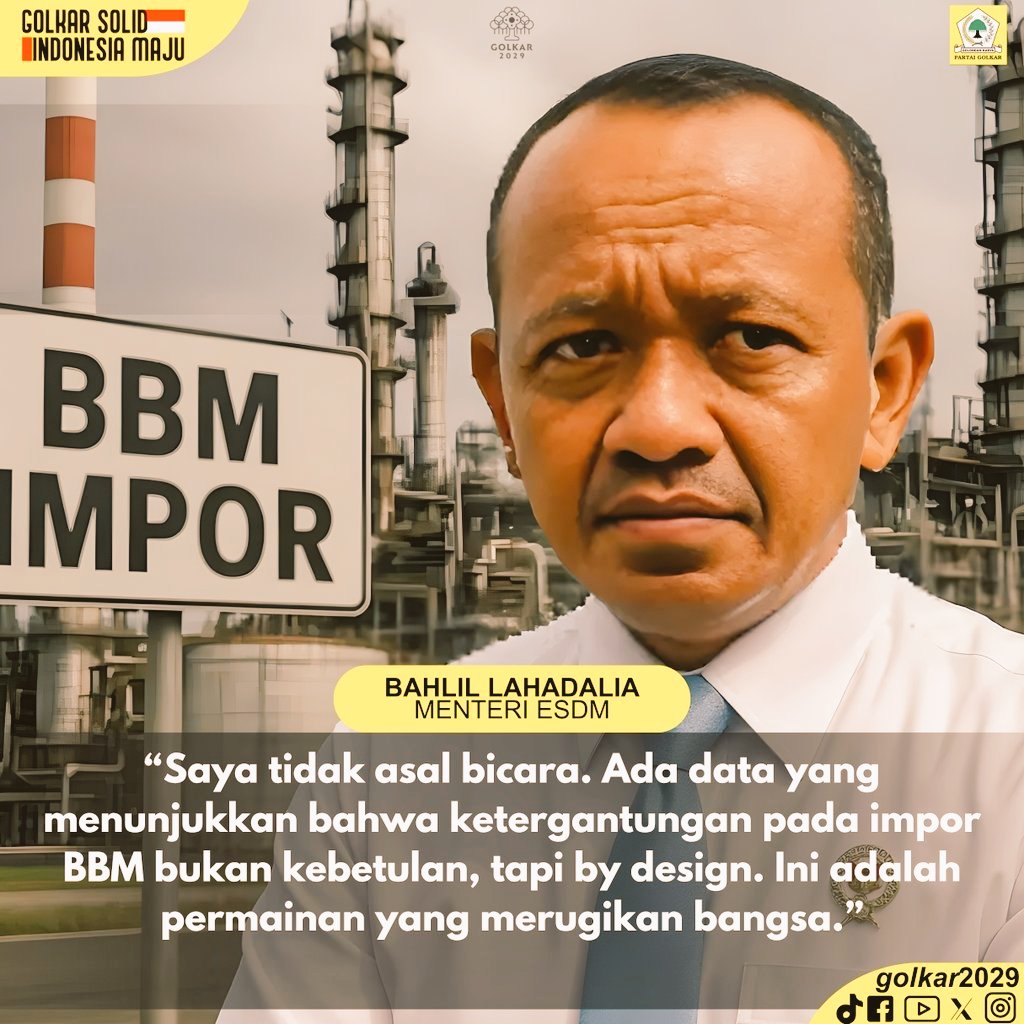 GolkarSukoharjo's tweet photo. @golkarpedia @bahlillahadalia 
Maju terus pantang mundur pak Bahlil Lahadalia lawan terus mafia Impor BBM dari Singapura, #SavePapua https://t.co/5la1LyIGNb