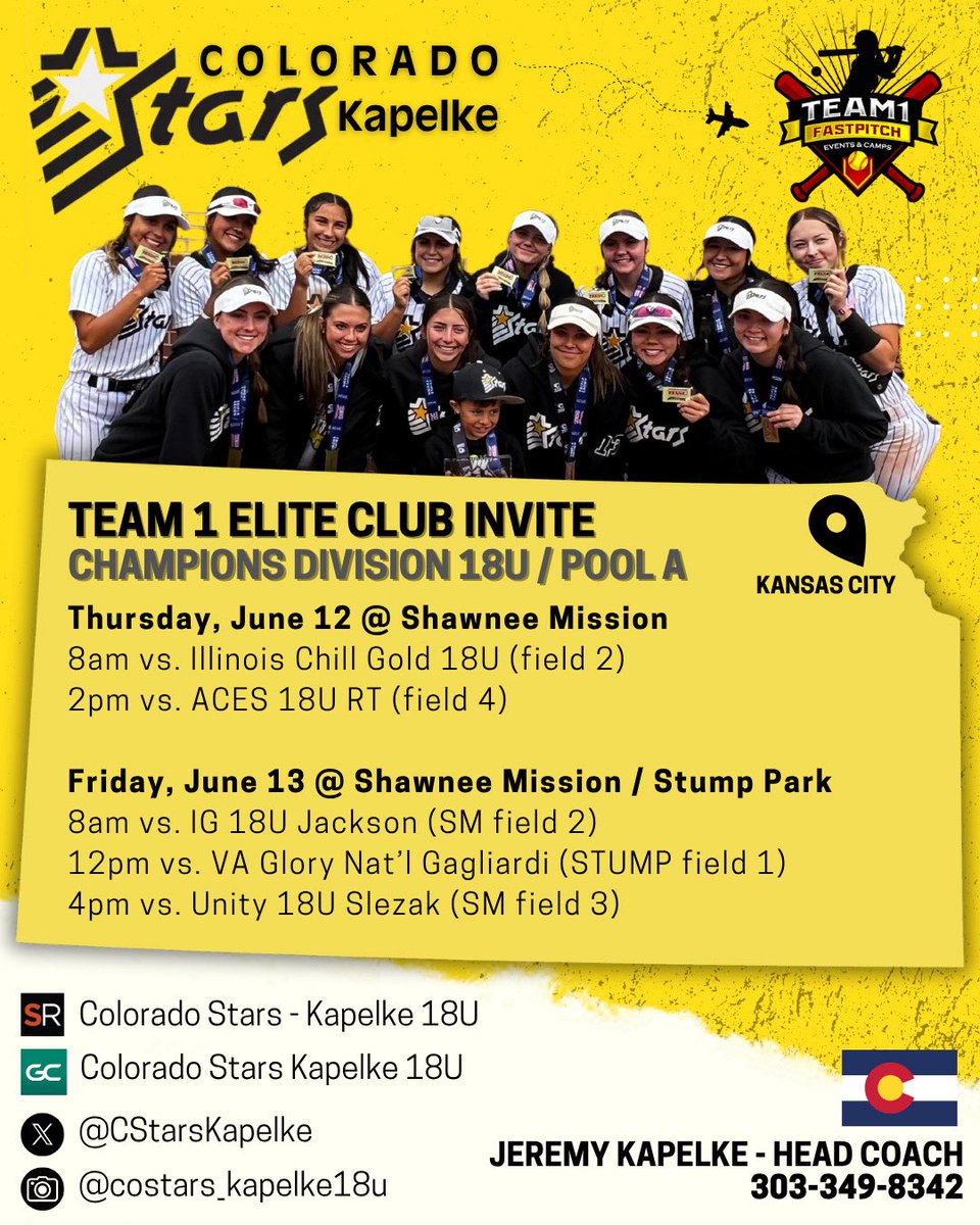 Avery Gines (@averygines7254) on Twitter photo Schedule for the team 1 tournament in Kansas this weekend.Super excited!@CStarsKapelke <a href="/UtahTech_SB/">Utah Tech Softball</a> <a href="/SanJoseStateSB/">San José State Softball</a> <a href="/DrakeSoftball/">Drake Softball</a> <a href="/UNC_BearsSB/">UNC Bears Softball</a> <a href="/SBRRetweets/">Softball Recruiting Reposts</a> <a href="/USASoftball/">USA Softball</a> Schedule for the team 1 tournament in Kansas this weekend.Super excited!@CStarsKapelke <a href="/UtahTech_SB/">Utah Tech Softball</a> <a href="/SanJoseStateSB/">San José State Softball</a> <a href="/DrakeSoftball/">Drake Softball</a> <a href="/UNC_BearsSB/">UNC Bears Softball</a> <a href="/SBRRetweets/">Softball Recruiting Reposts</a> <a href="/USASoftball/">USA Softball</a>