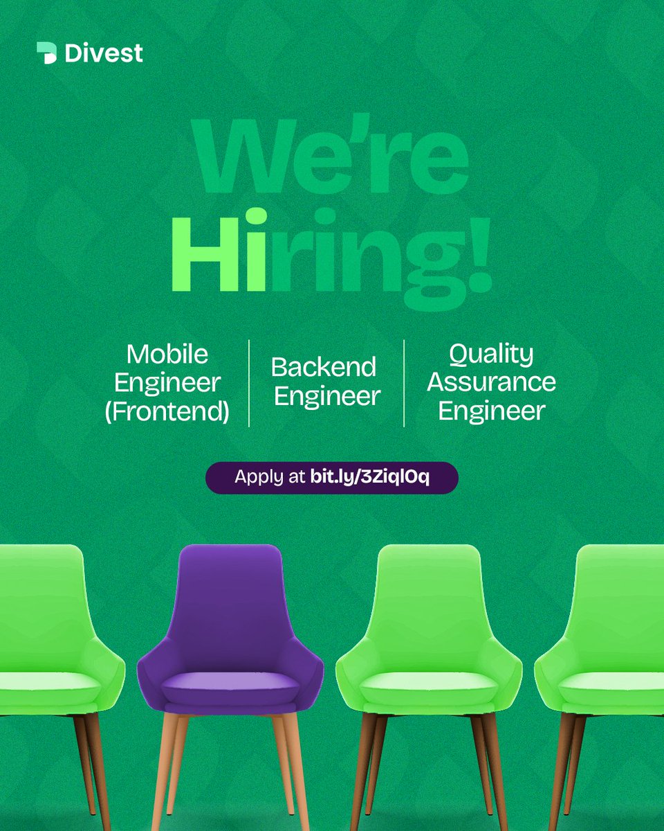🚨 We're Hiring at Divest! 🚨 

Are you passionate about building products that empower people across Africa to turn crypto into cash, seamlessly and securely?  

We're expanding our engineering team and looking for talented individuals to join us in shaping the future of crypto