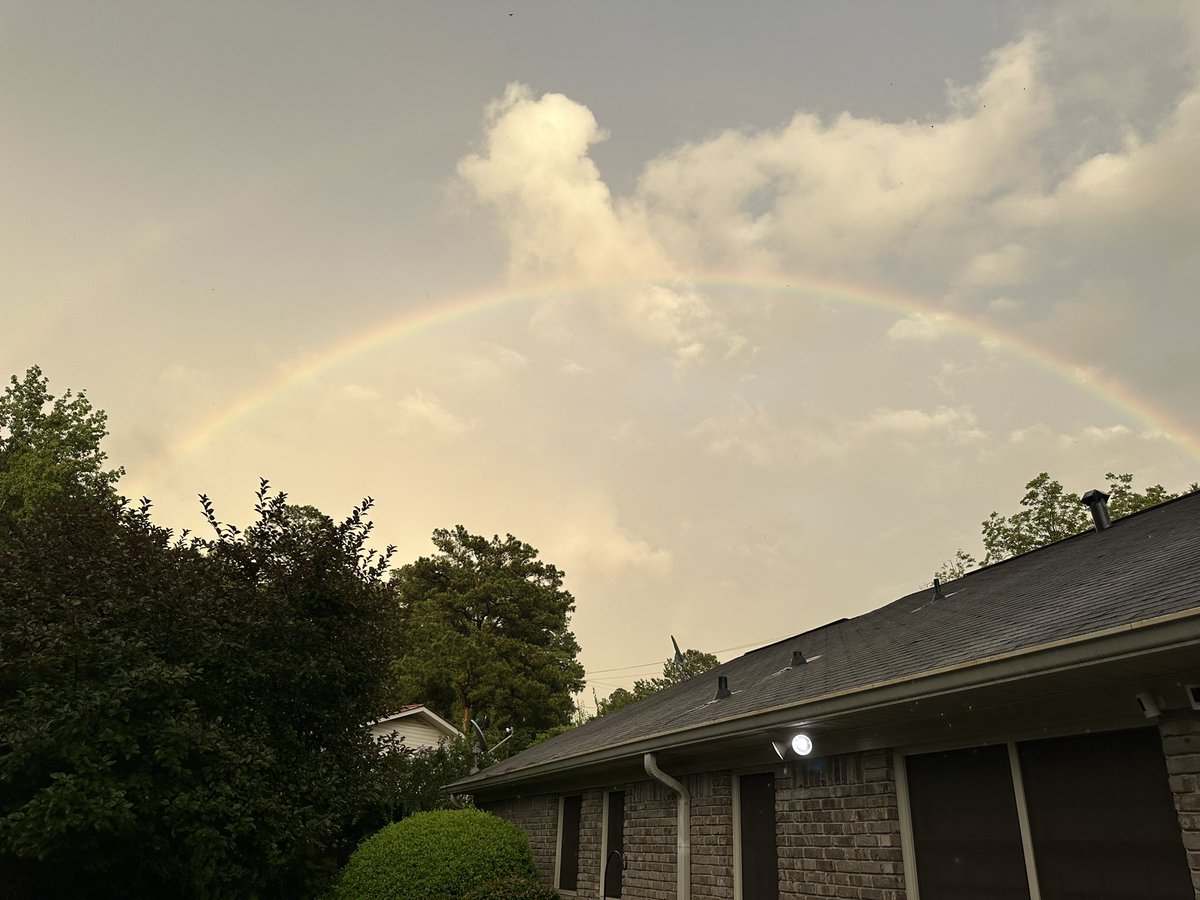 Double rainbow (one is super faint) here in Tuscaloosa! <a href="/spann/">James Spann</a>