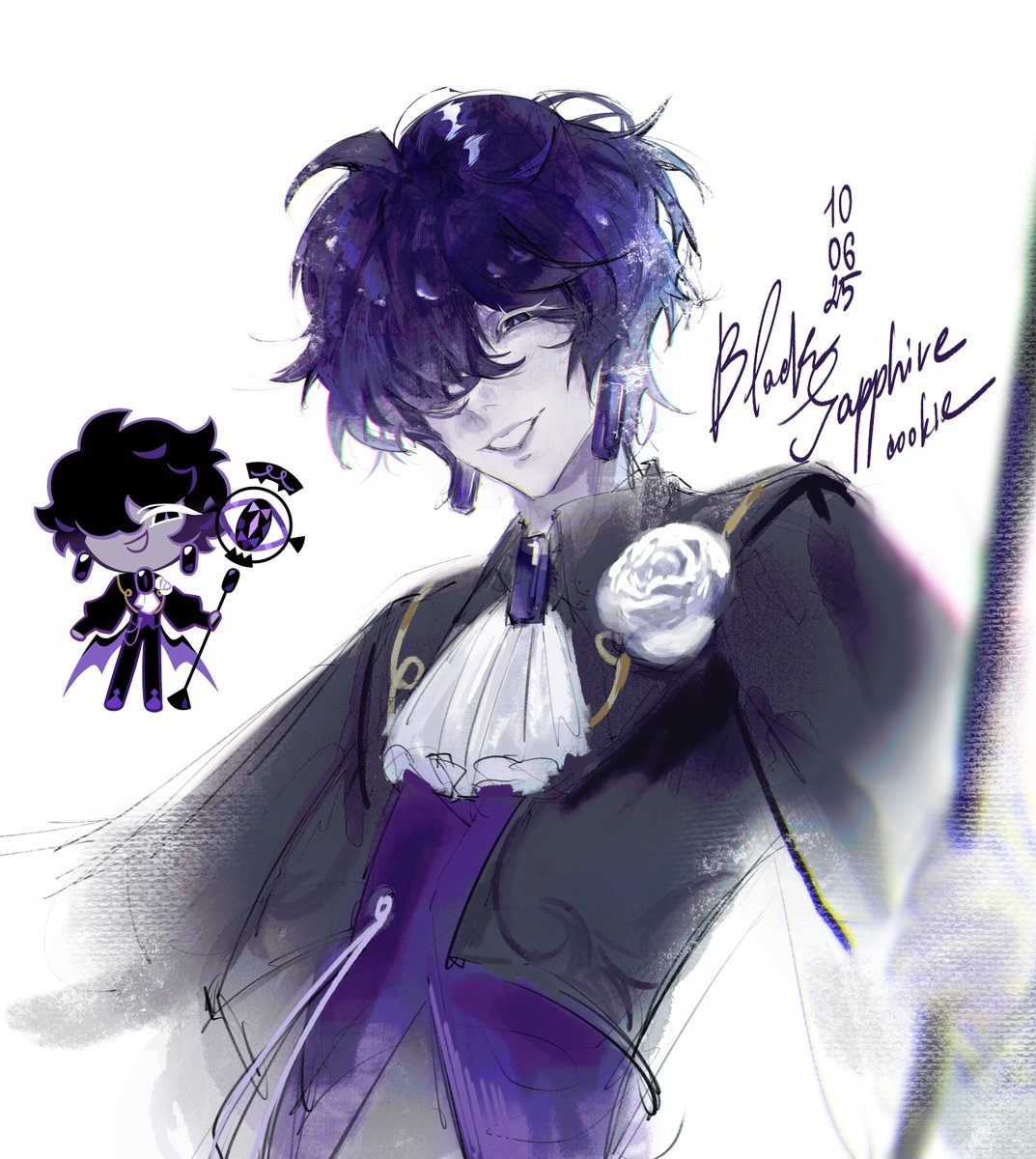 peachewe_'s tweet image. hello cookierun community i made a fanart of black sapphire cookie is he still popular 
#cookierunkingdom #blacksapphirecookie