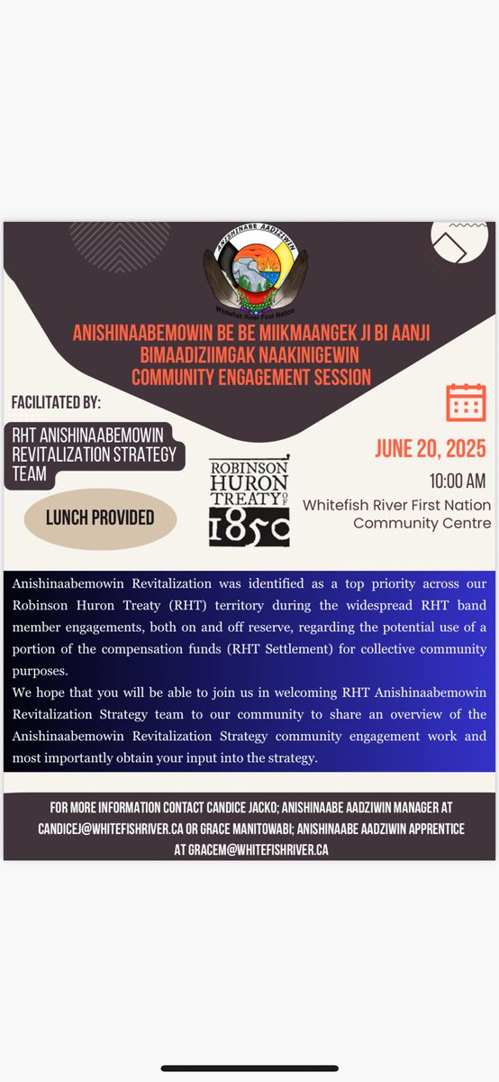 In-person Anishinaabemowin Revitalization Strategy Engagement Session for Whitefish River band members.