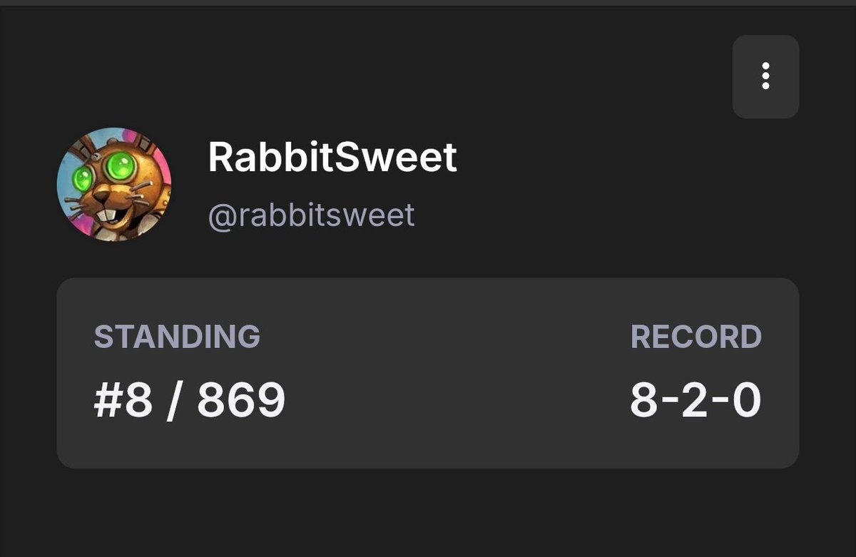 RabbitSweetHS's tweet image. #MarvelSNAP:Golden Gaunrlet II
I won 8th place!
Swiss rounds 8-2 #16/869
Single elimination #8/16
I used the "SuperRonan" deck.
Next time I will win. 

RabbitSweet will return.