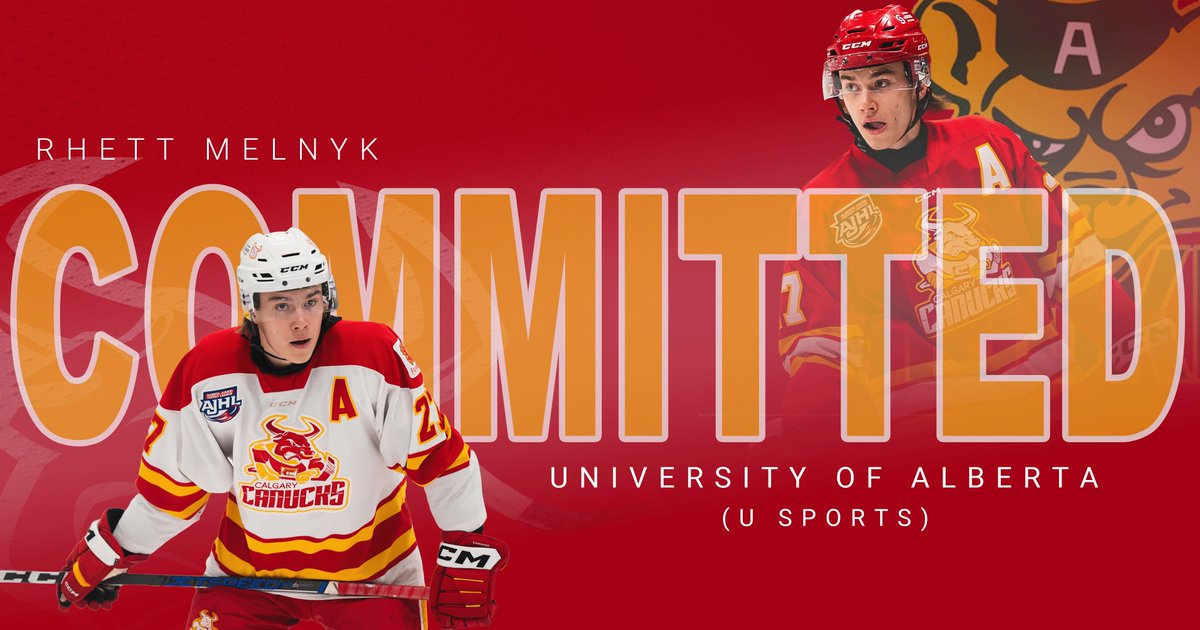 Calgary_Canucks's tweet image. The Canucks are excited and proud to announce that Canuck's assistant captain, Rhett Melnyk, has committed to the University of Alberta, U SPORTS!
