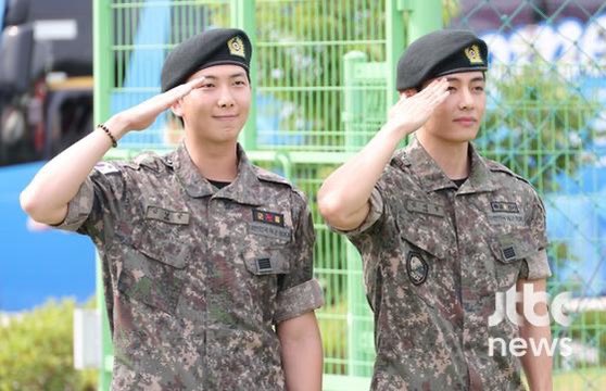 JK_Glitters's tweet photo. Welcome boys welcome!!🥹
(Interview translation) 

Joonie: I’ve finally been discharged from the military. Aren’t we serving the shortest military terms in history? The conditions have also improved a lot. Tho there were many difficult and tough moments while I was there, I came to realize that while we were promoting and performing, someone else was protecting the country in our place. Thanks to the many people defending the nation on the frontlines and behind the scenes, we were able to carry out our activities so actively.

I’m worried about the juniors who are still there. Hope they can hang in there just a bit longer, come back out into society healthy, and we can meet again.

I want to thank ARMY (our official fandom) for waiting for us. I’ll do my best to shine once again as BTS’s RM in the real world. 

V: After coming to the military, I had the chance to reflect on and ground myself both physically and mentally. I rebuilt my body and mind, and now I just want to run to ARMY as soon as possible.

I’m truly grateful to ARMY for waiting for me during my time in the military. If you can wait just a little longer, I’ll return with an amazing performance.

As Sergeant Kim Namjoon also said, there are still officers and fellow soldiers in our unit who looked out for me a lot. I hope they stay safe, avoid injury, and complete their service without any issues.

As for me, I’ll work hard to become an even better person now that I’m back in society.

What I want most is to perform again. I’ll work hard to finish the album quickly and return to the stage.