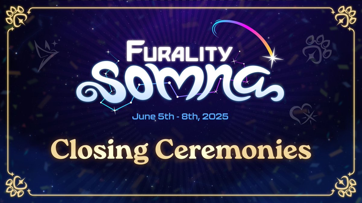 furality's tweet image. #FuralitySomna Closing Ceremonies will be happening in 1 hour! 💔
Come join our Chairman and some special guests as we bring our event to a close. We'll discuss the (huge!) final numbers and take a fond look back at all the moments of the dream we experienced together. 💙
#VRChat
