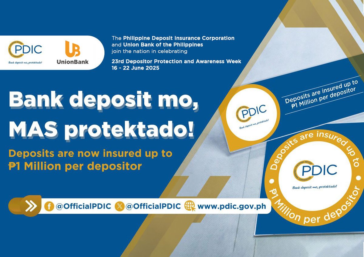 Union Bank of the Philippines supports the Philippine Deposit Insurance Corporation in celebrating the 23rd Depositor Protection and Awareness Week from June 16-22, 2025.