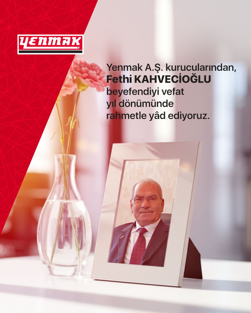 Yenmak A.Ş. kurucularından, saygıdeğer büyüğümüz Fethi KAHVECİOĞLU beyefendiyi aramızdan ayrılışının 5. yıl dönümünde özlemle, rahmetle anıyoruz.

#yenmak