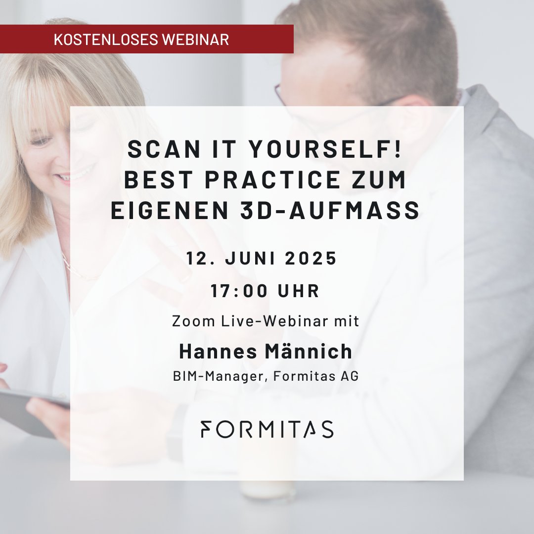 Neues Webinar: Wie gelingt der Einstieg in die 3D-Gebäudevermessung? Praxisorientierter Überblick zu Technologien und Methoden rund um das Gebäudeaufmaß mit 3D-Laserscanning. Jetzt anmelden: us02web.zoom.us/webinar/regist…

#bimwebinar #formitasakademie #gebäudevermessung #laserscan