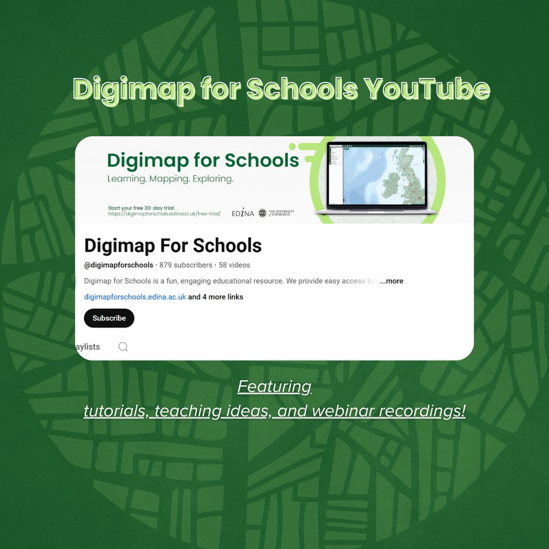 Did you know? Digimap for Schools has free teaching materials on our YouTube channel! Find tutorials, creative resources, and past webinars. Got questions? Our channel is here to help! Find us at ow.ly/wuuW50VSucr

#DigimapforSchools