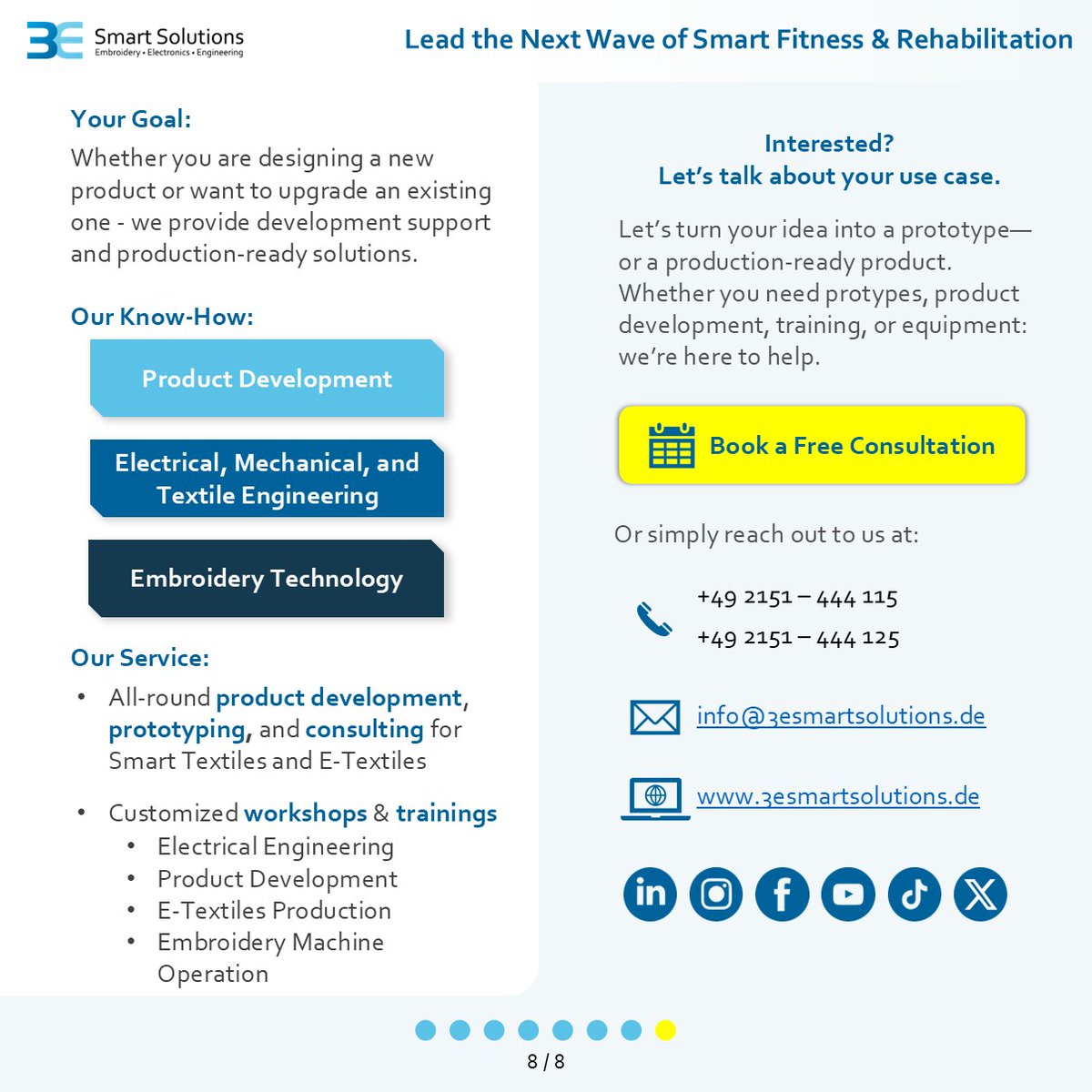 3eSmartSol's tweet photo. 2⃣The result? A more personalized, safe, and engaging workout experience for users—and valuable data and differentiation for studios and clinics.
#smartTextiles #eTextiles #fitnessWearables #wearableTech #rehabTech #fitnessInnovation #embroideryTech #embroidery https://t.co/mnYEFbPTpJ