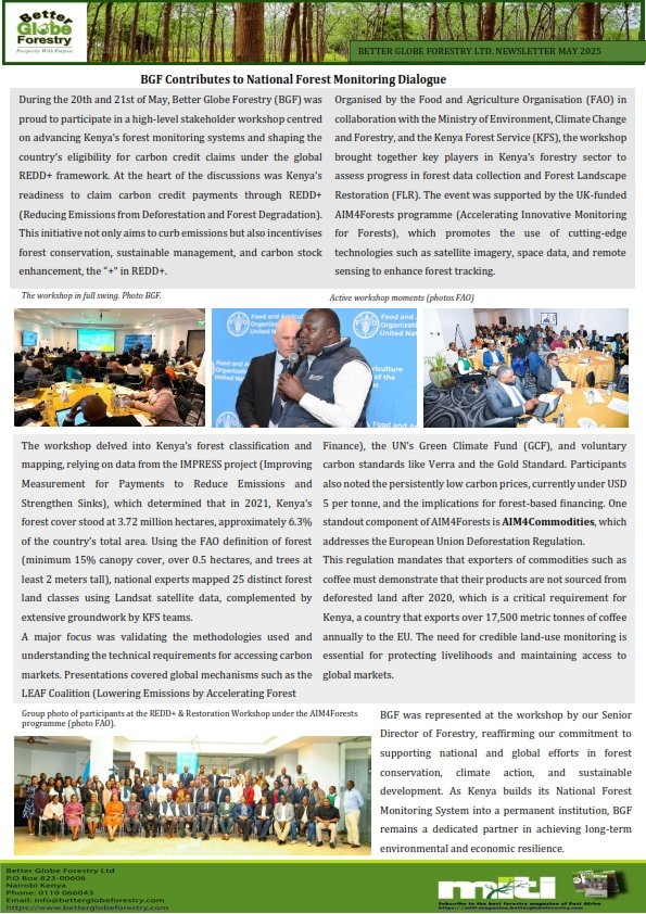 BetterglobeF's tweet photo. We’re pleased to share the May edition of the BGF Newsletter!
📷 Read the newsletter: https://t.co/Q7dC1cvJUl...
#AIM4Forests #REDDPlus #forestske #ClimateAction #SDGs #faokenya #sustainableforestry #NDCs https://t.co/iSrtis9lke