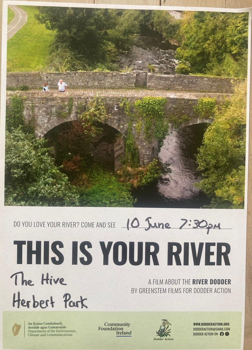 Great movie to learn more about Dodder River being screened tonight in the hive Herbert Park @ 7.30pm #dodderriver