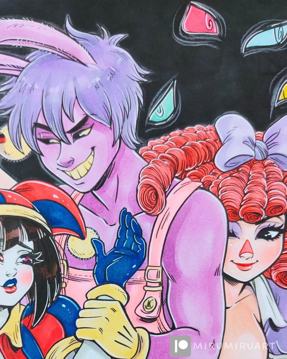 Detail of a commissioned illustration on the theme "The Amazing Digital Circus" (who doesn't know the series must absolutely find it on Youtube!), obviously in my style! 
So Pomni, Jax and Ragatha in a moment of synergy. 😂

#TheAmazingDigitalCircus #TADC #tadcnsfw #tadcfanart