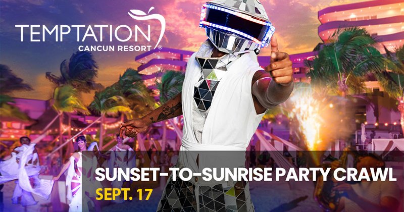 From dusk ’til dawn, 10-hours of non-stop party fun at Temptation! ✨🪅
Details: bit.ly/swngrprts 
#swingersparties #swingersmexico #swingerscancun #swingersresort #swingerfriends #swingersfriends #swingersgroups #swingersgroup