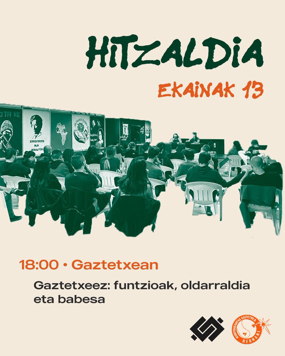 Ostiralean ekañaren 13an gaztetxeez, haien funtzioez eta egungo egoeraz solasteko eta hausnartzeko tartea izango dugu gaztetxean🗣️📖💬

18:00 tan izango da eta gero pintxopotea egongo da!!

Animatuuuuu💥💥💥💥