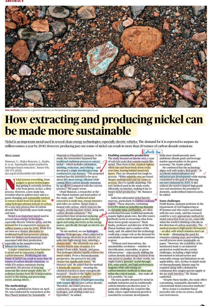 StudyRules12's tweet image. Sustainable alternative to conventional nickel extraction methods ….
#Nickel
#upsc
#currentaffairs 
#Science
#Sustainability 
#environment