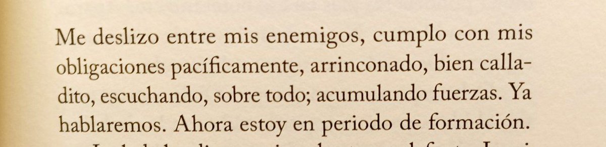 «Tan solo espero a que llegue mi momento, mi 1917. [...] Me deslizo entre mis enemigos, cumplo con mis obligaciones pacíficamente, arrinconado, escuchando, sobre todo; acumulando fuerzas. Ya hablaremos. Ahora estoy en periodo de formación».

|  Eduard Limónov