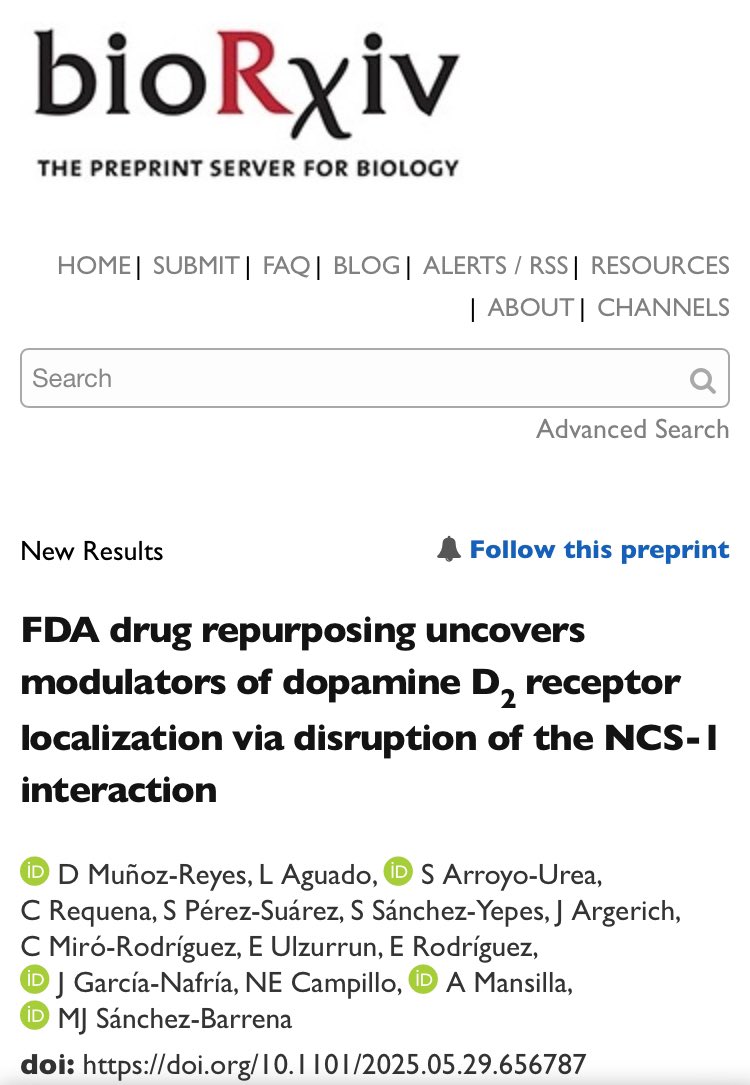 Maria Jose Sanchez-Barrena (@sanchez_barrena) on Twitter photo Watch out our recently posted preprint on the dopamine D2 receptor and PPI modulators targeting NCS-1. A joint effort with <a href="/AliciaMansill14/">A Mansilla</a>, N.Campillo and <a href="/JGarciaNafria/">Javier Garcia Nafria</a> labs. <a href="/xdanimr/">xdaniki</a> <a href="/Sara_Neurobio/">Sara Pérez</a> <a href="/cemirod/">Celia Miró</a> cracking on! <a href="/iqf_csic/">IQF-CSIC</a> <a href="/UAHes/">Universidad Alcalá</a> <a href="/CIB_CSIC/">CIB Margarita Salas (CSIC)</a> <a href="/unizar/">Universidad Zaragoza</a> Watch out our recently posted preprint on the dopamine D2 receptor and PPI modulators targeting NCS-1. A joint effort with <a href="/AliciaMansill14/">A Mansilla</a>, N.Campillo and <a href="/JGarciaNafria/">Javier Garcia Nafria</a> labs. <a href="/xdanimr/">xdaniki</a> <a href="/Sara_Neurobio/">Sara Pérez</a> <a href="/cemirod/">Celia Miró</a> cracking on! <a href="/iqf_csic/">IQF-CSIC</a> <a href="/UAHes/">Universidad Alcalá</a> <a href="/CIB_CSIC/">CIB Margarita Salas (CSIC)</a> <a href="/unizar/">Universidad Zaragoza</a>