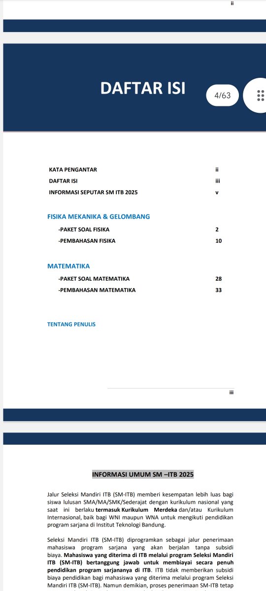 Dila204's tweet image. SOAL UJIAN SM ITB 2025
(berisi soal asli tahun 2024)

Order E-book wa admin:
082319585459

Price: 35 K

SOAL LENGKAP DENGAN PEMBAHASAN ADA MTK DAN FISIKA

#SMITB #ITB #MTKITB #FISIKAITB #SOALITB