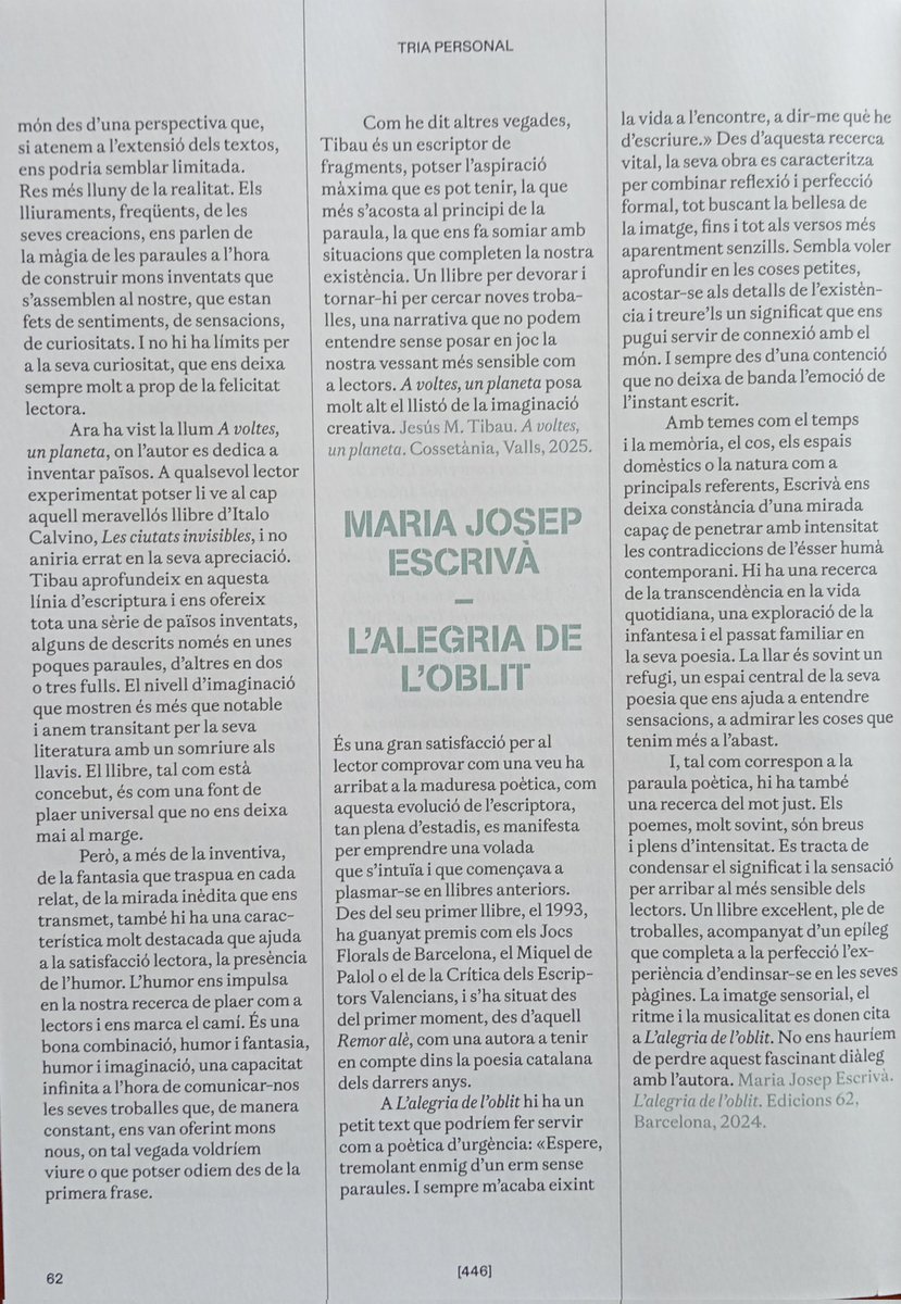 Jesús M. Tibau (@jmtibau) on Twitter photo Xulio Ricardo Trigo parla de A voltes, un planeta, a la secció Tria personal de la revista Serra d'or de juny. Gràcies, amic.
<a href="/xrtrigo/">X. R. Trigo</a> <a href="/Cossetania/">Cossetània Edicions</a> Xulio Ricardo Trigo parla de A voltes, un planeta, a la secció Tria personal de la revista Serra d'or de juny. Gràcies, amic.
<a href="/xrtrigo/">X. R. Trigo</a> <a href="/Cossetania/">Cossetània Edicions</a>