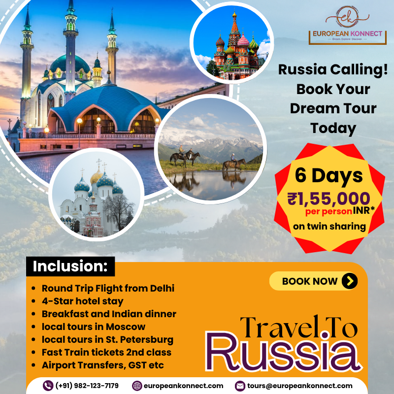 EuropeanKonnect's tweet photo. Embark on an unforgettable journey through the heart of Russia with our exclusive Russia Tour Package! From the opulent palaces of St. Petersburg to the iconic Red Square in Moscow — experience history, culture, and beauty like never before. https://t.co/805ktcOPUl