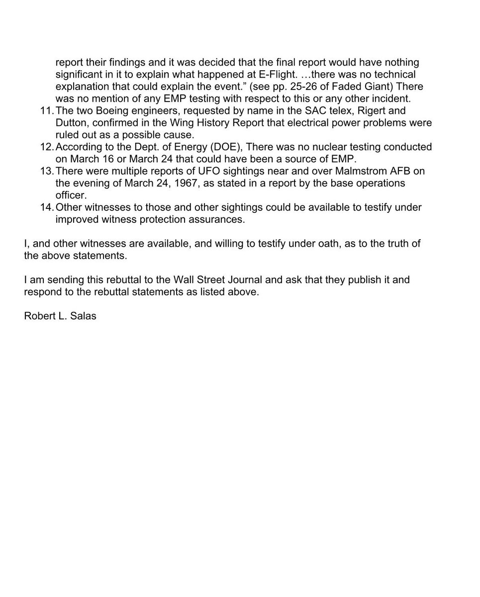 #EndUAPSecrecy (@enduapsecrecy) on Twitter photo Here is a complete take down by Robert Salas (witness to the 1967 event) of the <a href="/WSJ/">The Wall Street Journal</a> disingenuous article that was pushed by Kirkpatrick and Gough.
#UFOTwitter #EndUAPSecrecy Here is a complete take down by Robert Salas (witness to the 1967 event) of the <a href="/WSJ/">The Wall Street Journal</a> disingenuous article that was pushed by Kirkpatrick and Gough.
#UFOTwitter #EndUAPSecrecy