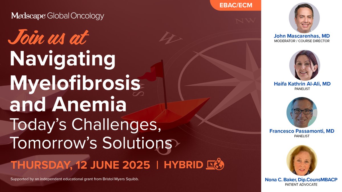 MedscapeOnc's tweet image. 🧬 New insights on MF-associated anemia are here. Review emerging treatments and gain practical strategies to manage anemia in your MF patients. 📚 Start now → ms.spr.ly/6013S5Ptd
#EHA2025 #HematologyCare