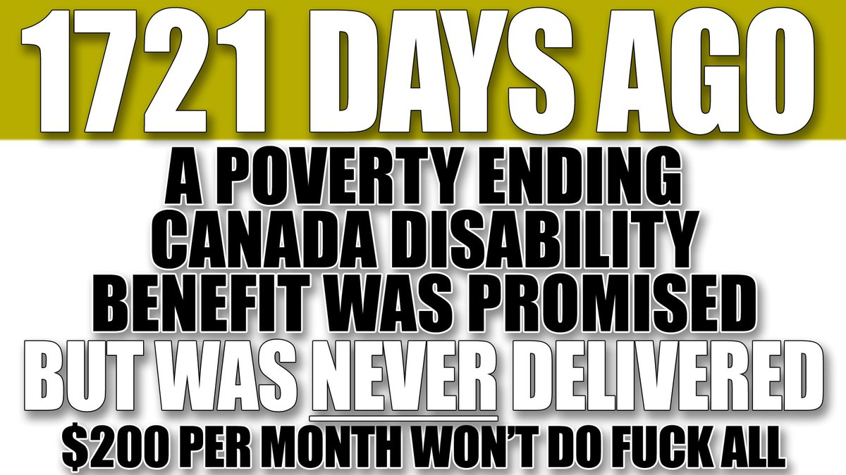 The280Times Trivia Channel (@the280times) on Twitter photo 1721 Days ago a poverty ENDING #CanadaDisabilityBenefit was promised to #Disabled #Canadians <a href="/MarkJCarney/">Mark Carney</a> <a href="/PattyHajdu/">Patty Hajdu</a> <a href="/lesliechurch/">Leslie Church ๐จ๐ฆ</a>
Instead $10DC, Dental, Pharma, Ukraine & Military boost prioritized over the lives & safety of our most vulnerable.
$200 Monthly won't do fuck all 1721 Days ago a poverty ENDING #CanadaDisabilityBenefit was promised to #Disabled #Canadians <a href="/MarkJCarney/">Mark Carney</a> <a href="/PattyHajdu/">Patty Hajdu</a> <a href="/lesliechurch/">Leslie Church ๐จ๐ฆ</a>
Instead $10DC, Dental, Pharma, Ukraine & Military boost prioritized over the lives & safety of our most vulnerable.
$200 Monthly won't do fuck all