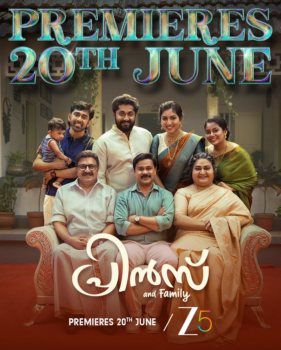 CinemaRareIN's tweet photo. Malayalam film #PrinceAndFamily (2025) by #BintoStephen, premieres June 20th on @ZEE5India.

#Dileep #RaniyaRaanaa #DhyanSreenivasan #Siddique #BinduPanicker #JohnyAntony #ManjuPillai #JosekuttyJacob #Urvashi #ListinStephen @magicframes2011 https://t.co/1IoJJ6pJz1