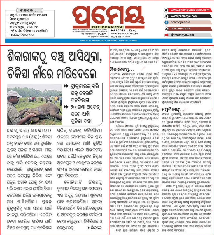 𝕵𝖆𝖘𝖍𝖎𝖕𝖚𝖗 𝕿𝖎𝖒𝖊𝖘 (@jashipurtimes) on Twitter photo ପ୍ରକାଶିତ ଖବର ଅନୁସାରେ ଶିକାରୀଙ୍କଠୁ ବଞ୍ଚି ଆସିଥିବା ଅମୂଳ୍ୟ ବନ୍ୟଜନ୍ତୁଟିକୁ ଚିକିତ୍ସା ନାମରେ ମାରିଦିଆଯାଇଛି ।ଆମ ବନ୍ୟଜୀବନ ଓ ପରିବେଶ ର ସଂରକ୍ଷଣ ଉପରେ ଗଭୀର ପ୍ରଶ୍ନ ଉଠାଏ, ଅନୁରୋଧ ଜଙ୍ଗଲ ଓ ପରିବେଶ ମନ୍ତ୍ରୀ ଶ୍ରୀ <a href="/GaneshRamBJP/">Ganesh Ram Singkhuntia</a> ଙ୍କୁ ଏହି ଘଟଣା ଉପରେ ଯଥାଯଥ ଯାଞ୍ଚ କରି, ଦାୟୀ ଉପରେ କଢ଼ା କାର୍ଯ୍ୟାନୁଷ୍ଠାନ ନିଆଯାଉ। ପ୍ରକାଶିତ ଖବର ଅନୁସାରେ ଶିକାରୀଙ୍କଠୁ ବଞ୍ଚି ଆସିଥିବା ଅମୂଳ୍ୟ ବନ୍ୟଜନ୍ତୁଟିକୁ ଚିକିତ୍ସା ନାମରେ ମାରିଦିଆଯାଇଛି ।ଆମ ବନ୍ୟଜୀବନ ଓ ପରିବେଶ ର ସଂରକ୍ଷଣ ଉପରେ ଗଭୀର ପ୍ରଶ୍ନ ଉଠାଏ, ଅନୁରୋଧ ଜଙ୍ଗଲ ଓ ପରିବେଶ ମନ୍ତ୍ରୀ ଶ୍ରୀ <a href="/GaneshRamBJP/">Ganesh Ram Singkhuntia</a> ଙ୍କୁ ଏହି ଘଟଣା ଉପରେ ଯଥାଯଥ ଯାଞ୍ଚ କରି, ଦାୟୀ ଉପରେ କଢ଼ା କାର୍ଯ୍ୟାନୁଷ୍ଠାନ ନିଆଯାଉ।