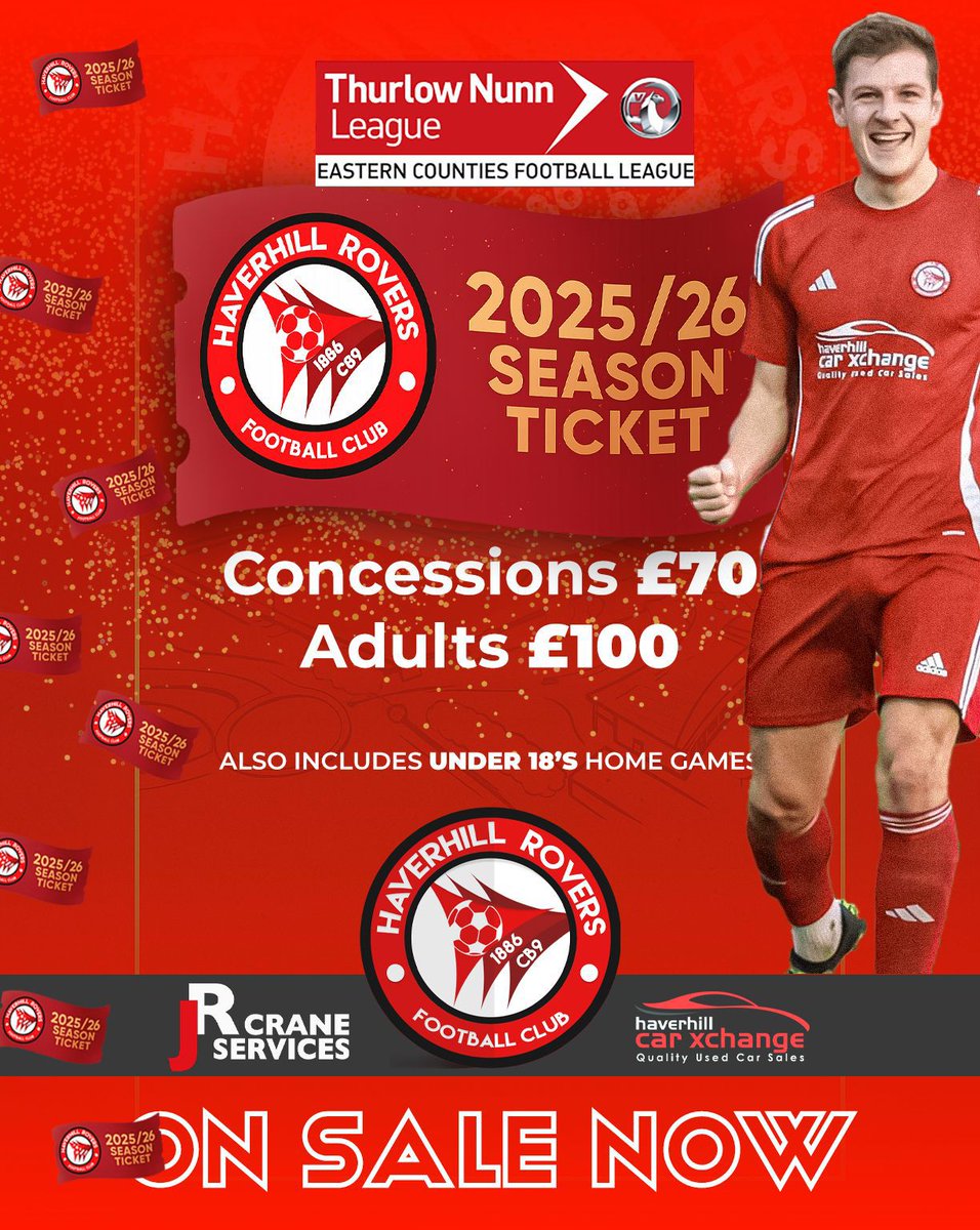 They’re here! Season tickets are officially LIVE! 🙌
Secure your spot for a full season of unforgettable moments, community vibes, and front-row energy. 💥 

#nonleague #haverhill