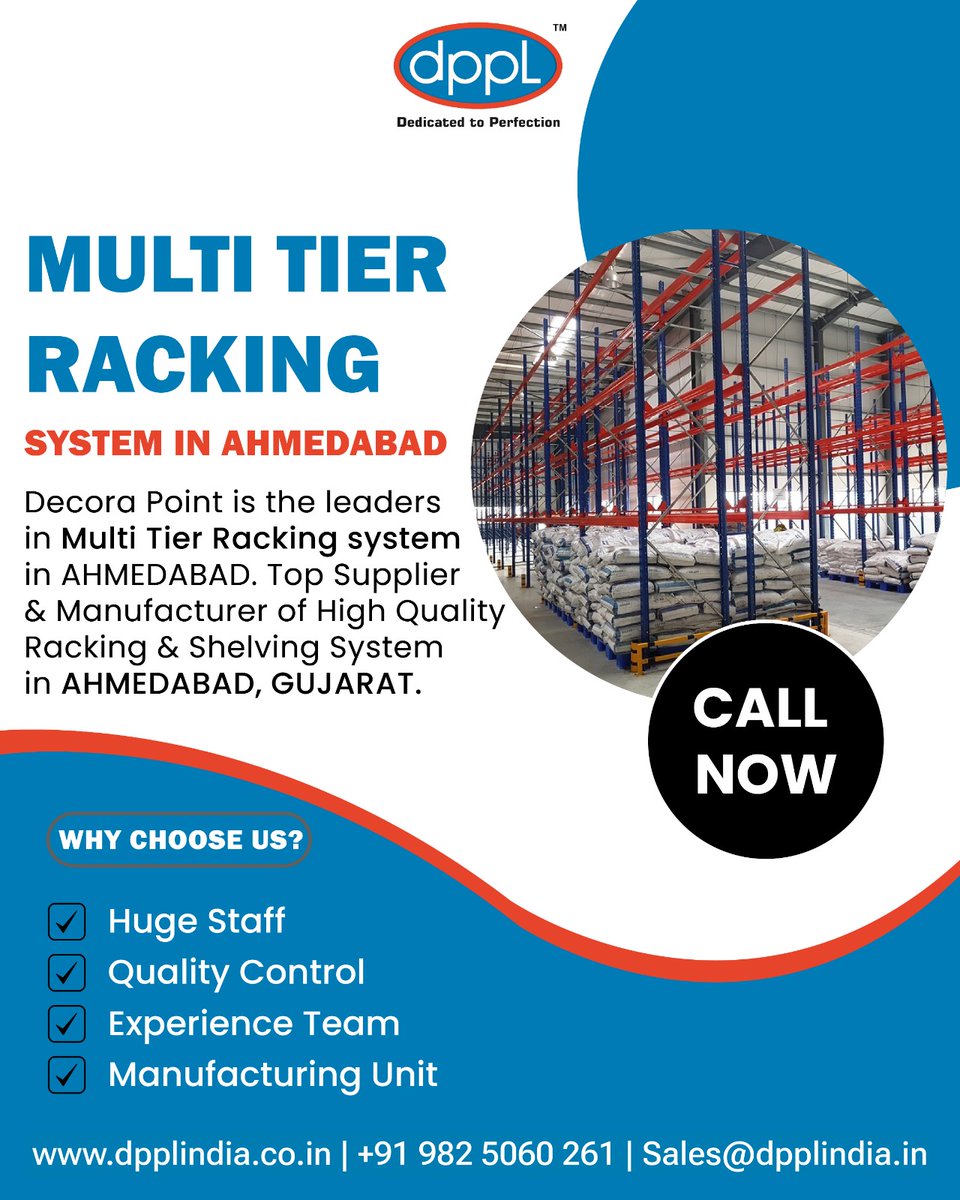 DecoraPointPvt's tweet image. 🚨 Need More Storage Space? Boost warehouse efficiency with Multi Tier Racking Systems by Decora Point – Ahmedabad’s trusted name in storage solutions! 🏭📦 Call +91 982 5060 261 | 🌐 dpplindia.co.in #MultiTierRacking #StorageSystem #DecoraPoint