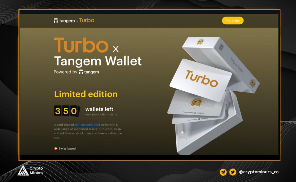 Turbo x Tangem Cold Wallet Launches – Limited Edition! @TurboToadToken has  partnered with @Tangem to launch a limited edition cold wallet — compact,  ultra-secure, and $TURBO branded. 💳 Credit card-sized 🔋 No