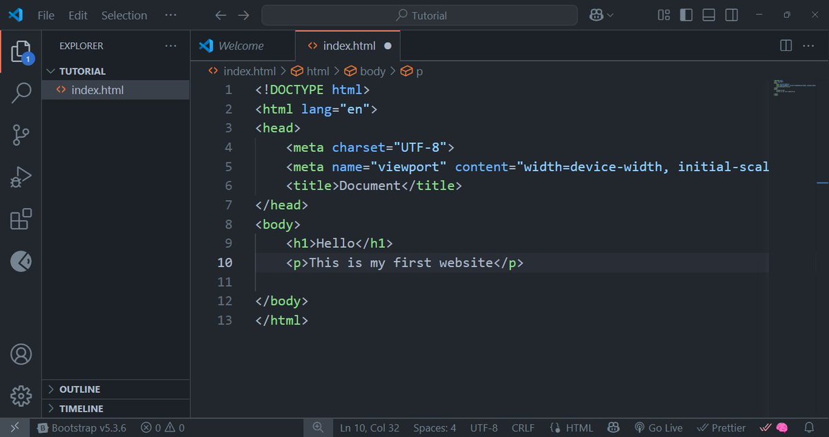 Mrsamuel_UN's tweet image. 4️⃣ Open it in your browser and see your first web page live! 🌐
💡 Tip: Try changing the text in the &lt;h1&gt; and &lt;p&gt; tags to make it your own.
#DevStart