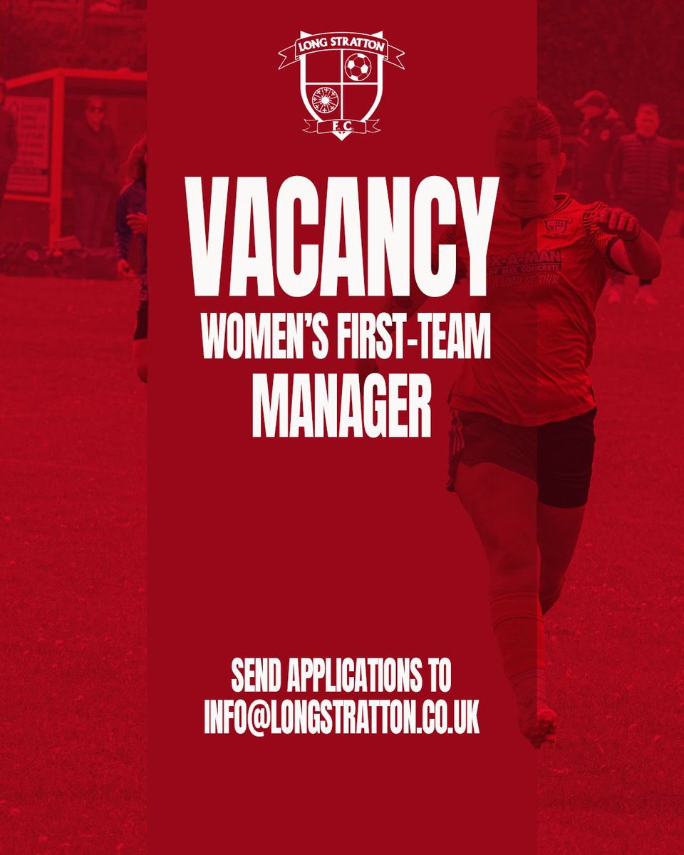 Long Stratton FC (@longstrattonfc) on Twitter photo An exciting opportunity to take the helm of <a href="/LStrattonWomen/">Long Stratton Women</a> first team in <a href="/NWGFL/">NWGFL</a> Div. 1
Please get in touch ⤵️
<a href="/WF_East/">Women's Football East</a> An exciting opportunity to take the helm of <a href="/LStrattonWomen/">Long Stratton Women</a> first team in <a href="/NWGFL/">NWGFL</a> Div. 1
Please get in touch ⤵️
<a href="/WF_East/">Women's Football East</a>