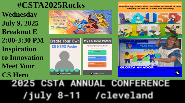 #CSTA2025Rocks
🎉I’m Volunteering  Join Me
💻 Calling all dreamers and doers
🚀Inspiration to Innovation: Meet Your CS Hero💫
📅 Wednesday  July 9, 2025
🕑 2:00–3:30 PM
📍Breakout E  
From code to courage, and purpose to power,
We’re planting potential in this pivotal hour.